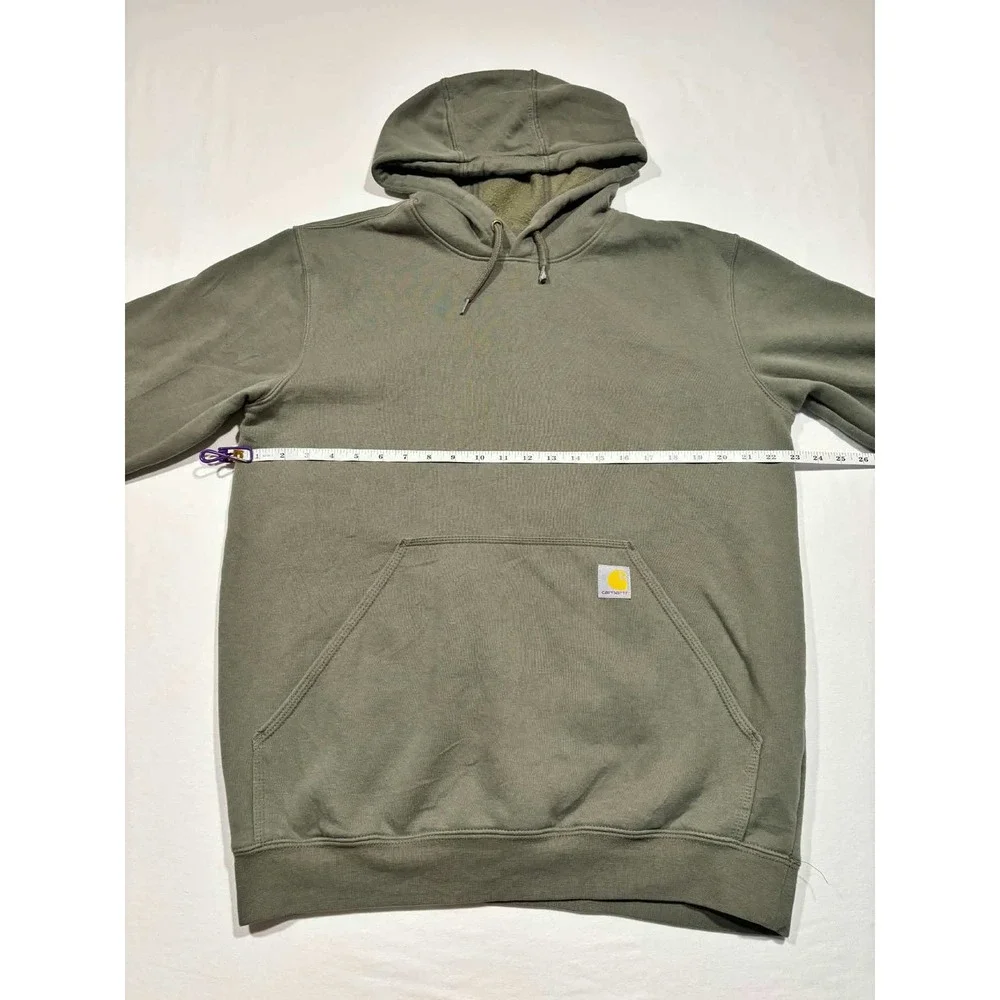 Carhartt Mens Loose Fit Hoodie Olive Green Sleeve Logo Graphic Sweatshirt Size M